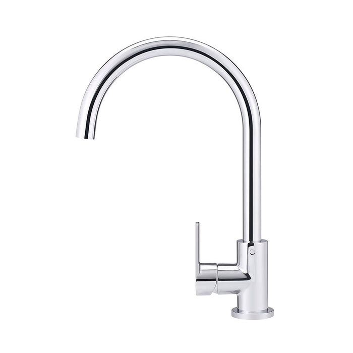 POLISHED CHROME ROUND KITCHEN MIXER TAP WITH PADDLE HANDLE