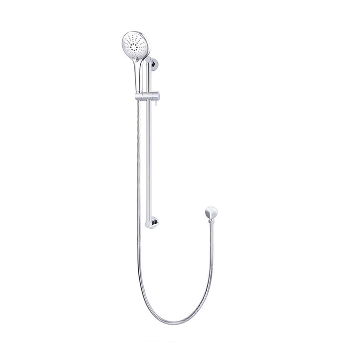 CHROME ROUND THREE FUNCTION HAND SHOWER ON RAIL COLUMN