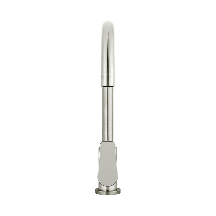 BRUSHED NICKEL ROUND KITCHEN MIXER TAP WITH PADDLE HANDLE