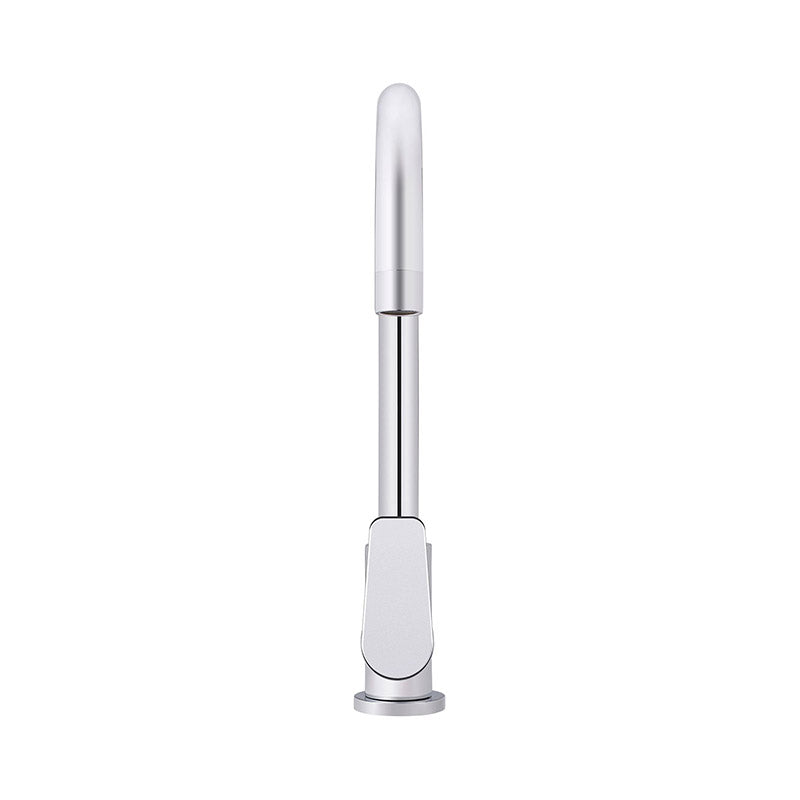 POLISHED CHROME ROUND KITCHEN MIXER TAP WITH PADDLE HANDLE