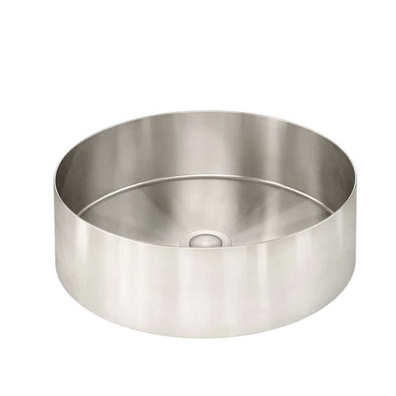 BRUSHED NICKEL ROUND STEEL BATHROOM BASIN 380 X 110