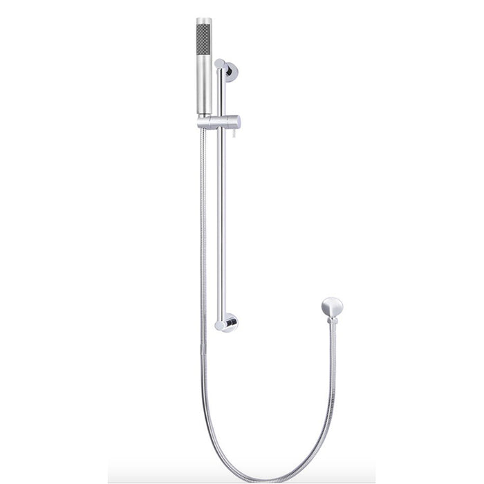 CHROME ROUND SHOWER ON RAIL COLUMN