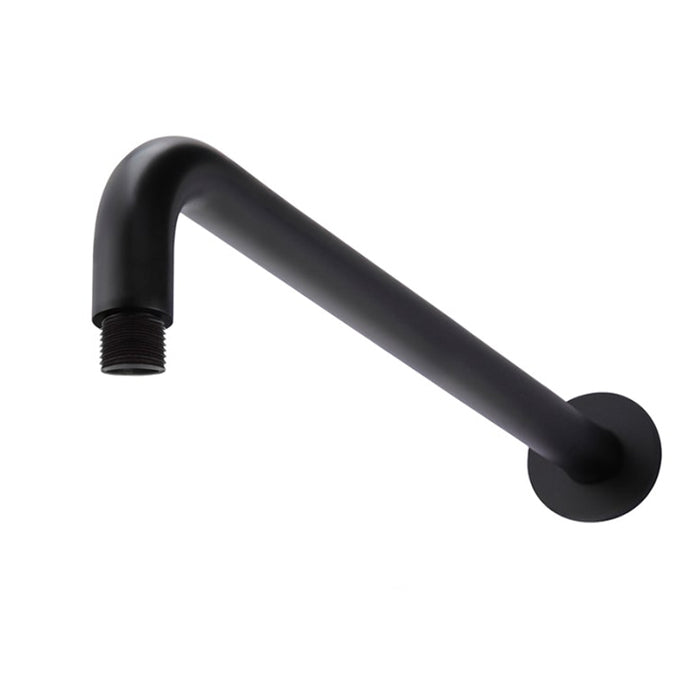 MATT BLACK ROUND WALL CURVED SHOWER ARM 400MM