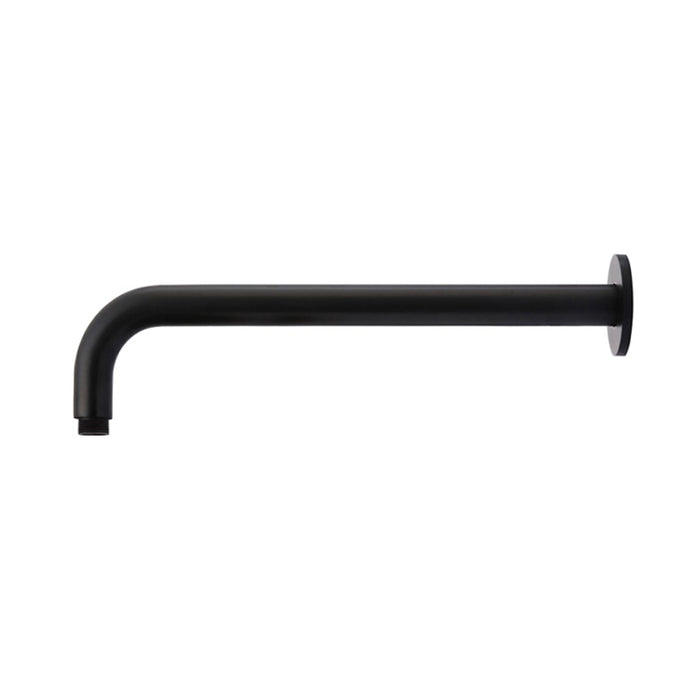 MATT BLACK ROUND WALL CURVED SHOWER ARM 400MM