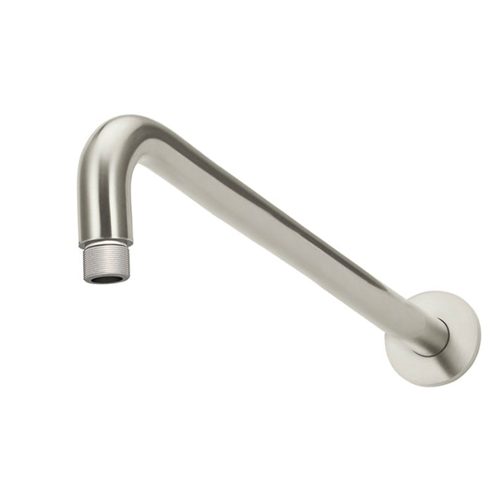 BRUSHED NICKEL ROUND WALL CURVED SHOWER ARM 400MM