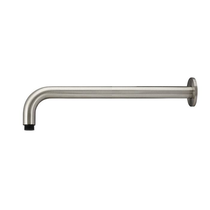 BRUSHED NICKEL ROUND WALL CURVED SHOWER ARM 400MM