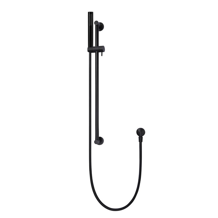 MATT BLACK ROUND SHOWER ON RAIL COLUMN