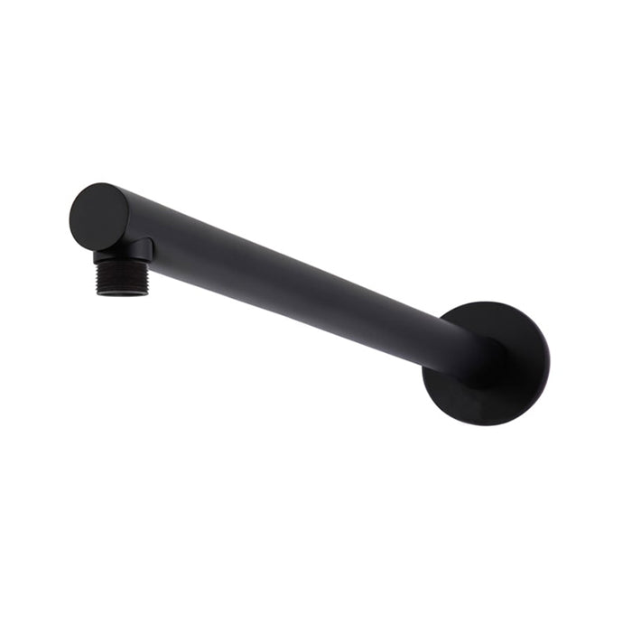 MATT BLACK ROUND WALL SHOWER ARM 400MM