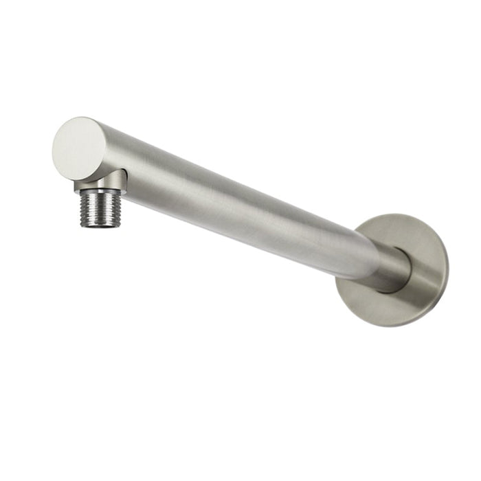 BRUSHED NICKEL ROUND WALL SHOWER ARM 400MM