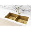 BRUSHED BRONZE GOLD KITCHEN SINK - DOUBLE BOWL 760 X 440