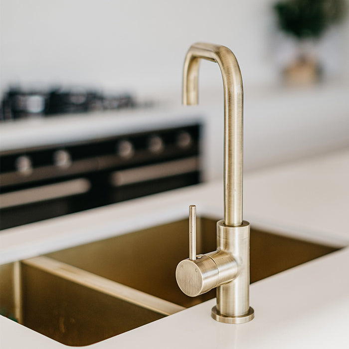 BRUSHED BRONZE GOLD KITCHEN SINK - ONE AND HALF BOWL 670 X 440